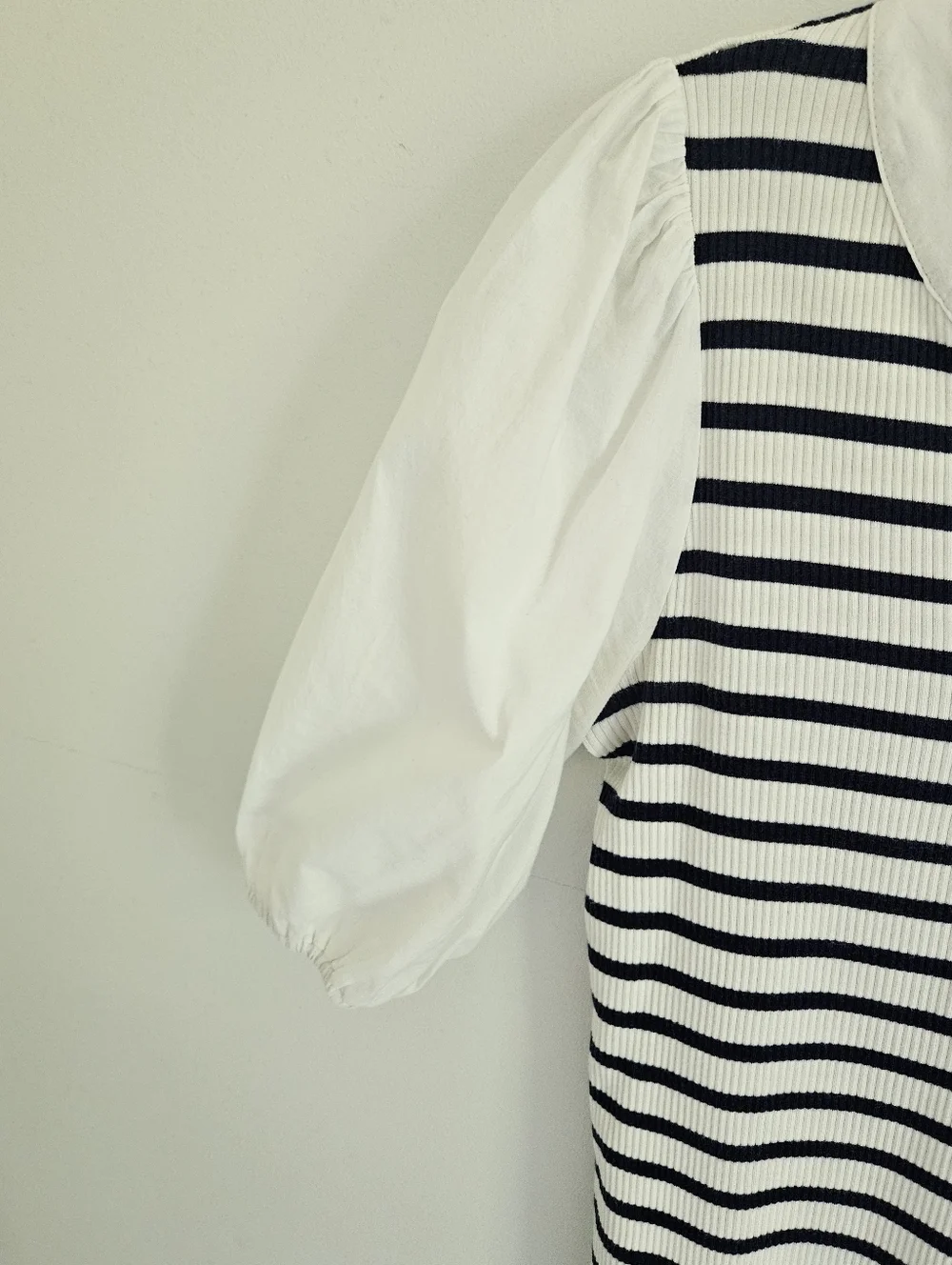 J. Crew Navy Stripe Puff Sleeve Top
